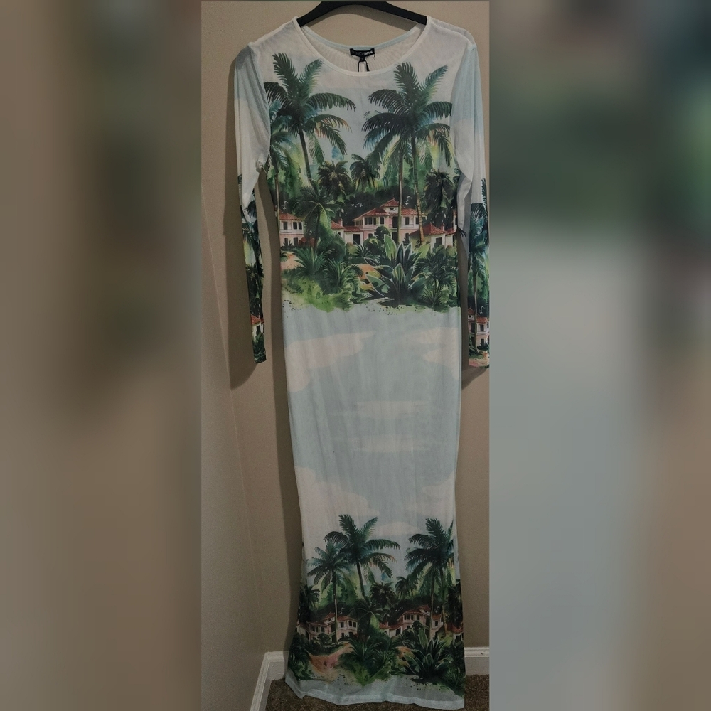 FASHION NOVA CURVE PARADISO MESH MAXI DRESS SIZE 1X NWT - Picture 3 of 4